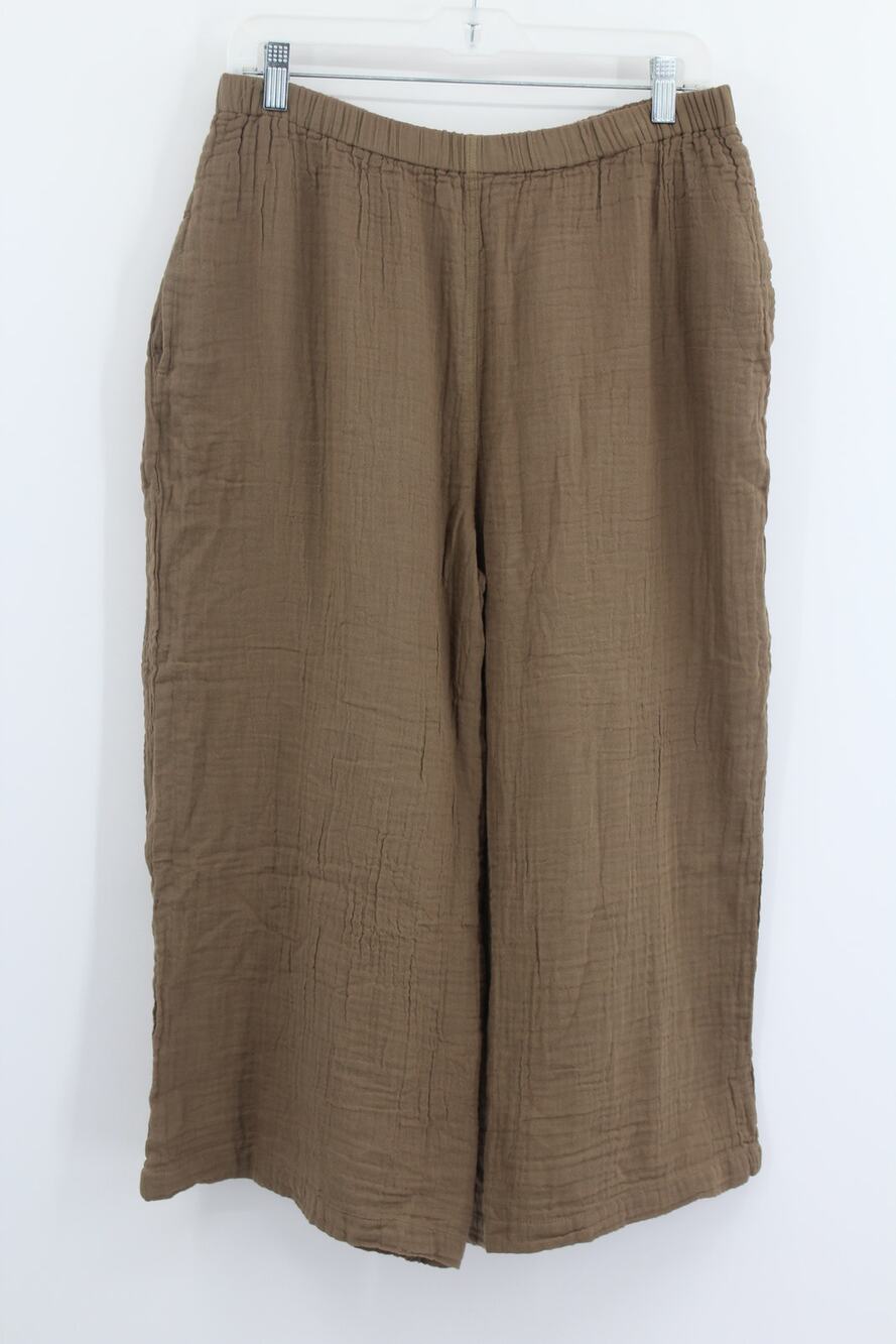 Honest Cotton Crop Wide Leg Pull-On Pant Brown Size L/XL